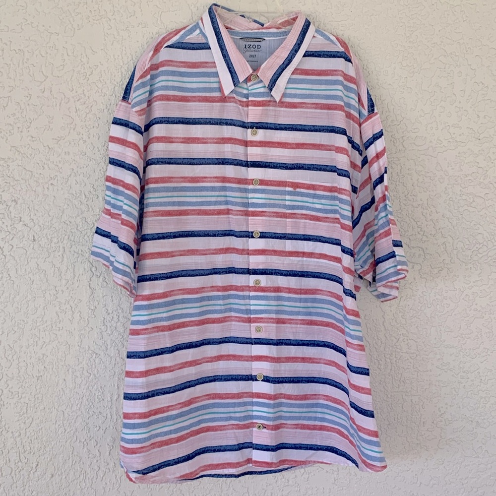 Izod saltwater soft striped short sleeve button down size 2XLT